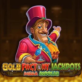 Gold Factory Jackpots Mega Moolah casino game by Aurum Signature Studios – featured logo at Lysa Casino